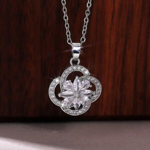 💞Flower Hollow Romantic 925 Silver Plated Pendant Necklace for Women, MARR9014